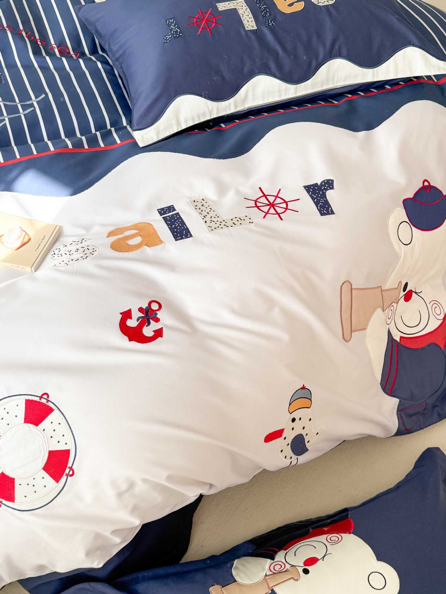 Four-piece set of washed cotton for boys and children, three-dimensional embroidered cartoon bed sheets and bedding pic 14