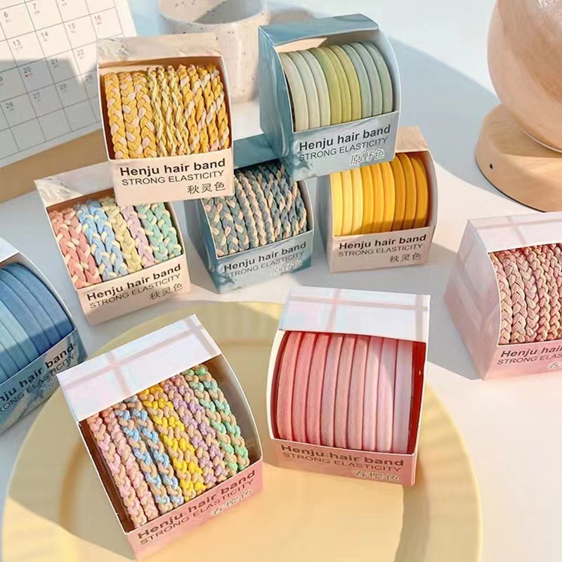 10 pieces of candy-colored braided hair tie with high-elasticity and durable rubber bands, new ponytail hair tie headwear pic 8