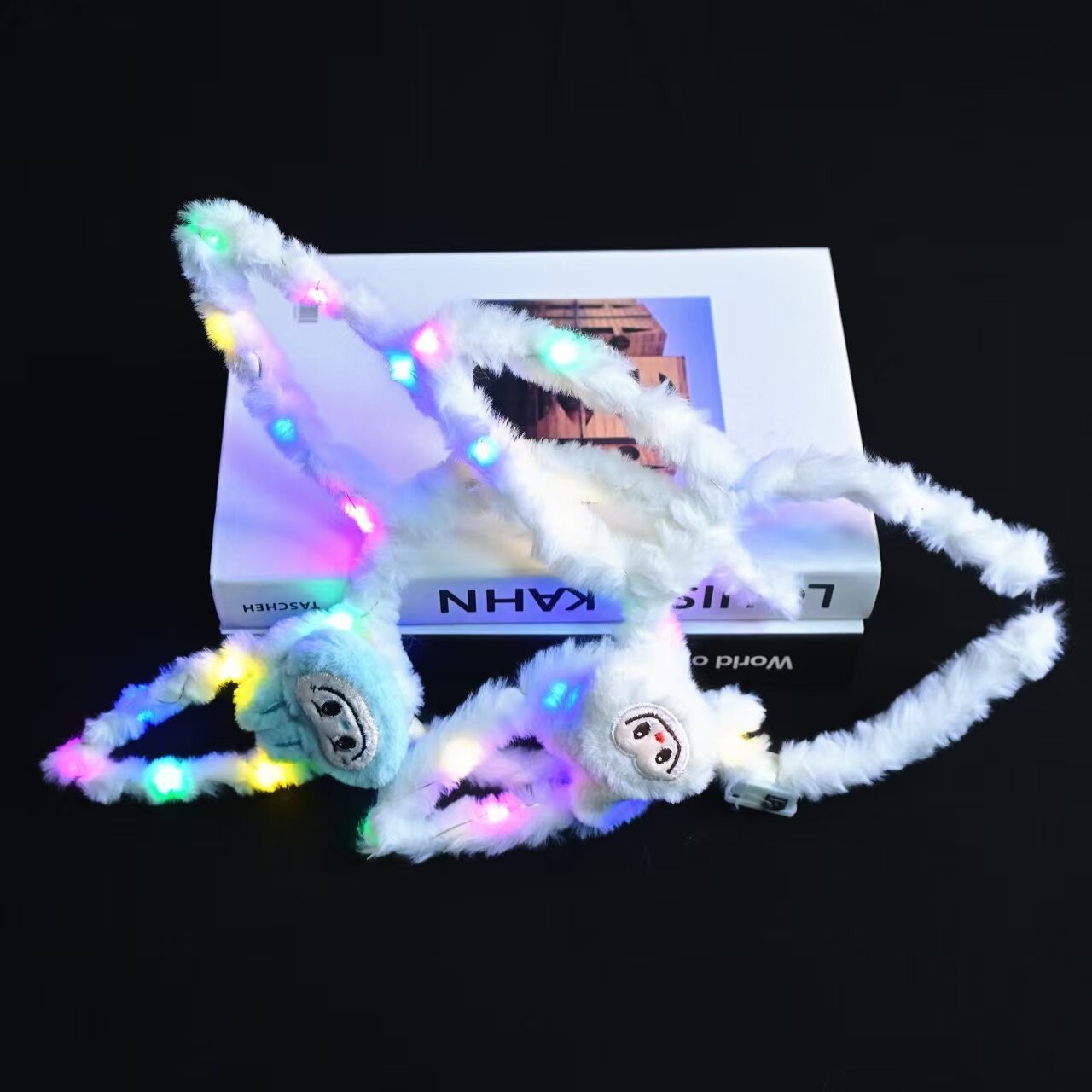 新款绒发光闪光卡通发箍头扣14灯毛绒发光头饰厂家批发发饰详情5