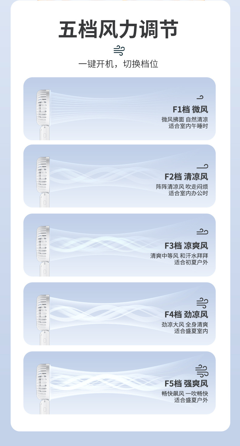 手持风扇usb折叠迷你便携小风扇 长续航桌面户外小电风扇跨境新款详情4