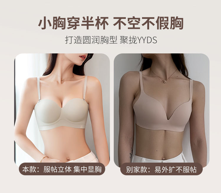 一片式小胸聚拢无痕内衣女收副乳上托隐形防走光抹胸蹦迪防滑文胸详情9