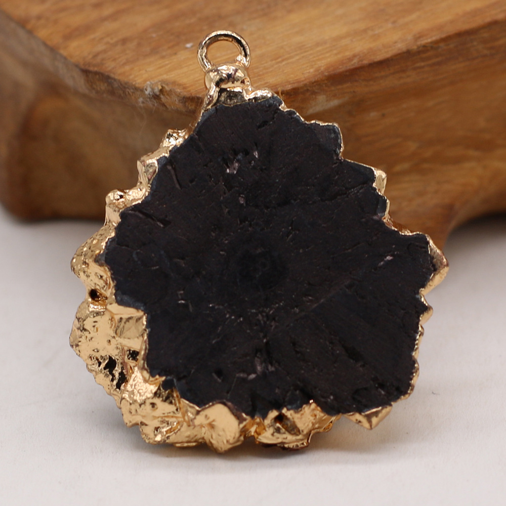 跨境天然不规则圆形玛瑙吊坠DIY饰品配件手工耳环项链制作批发详情31