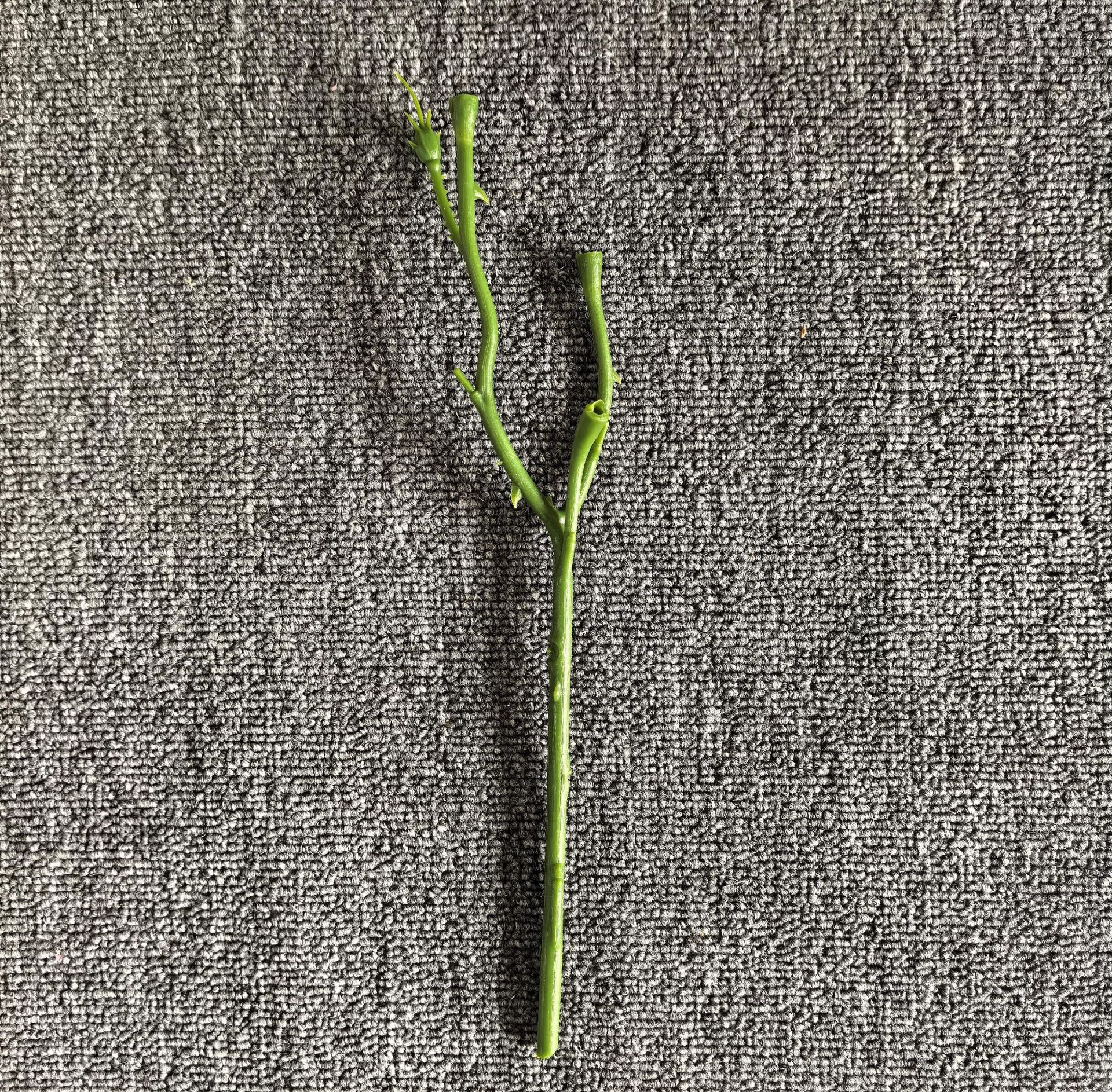 仿真花杆三头玫瑰塑料假花枝31厘米办公文化园艺配件批发详情26