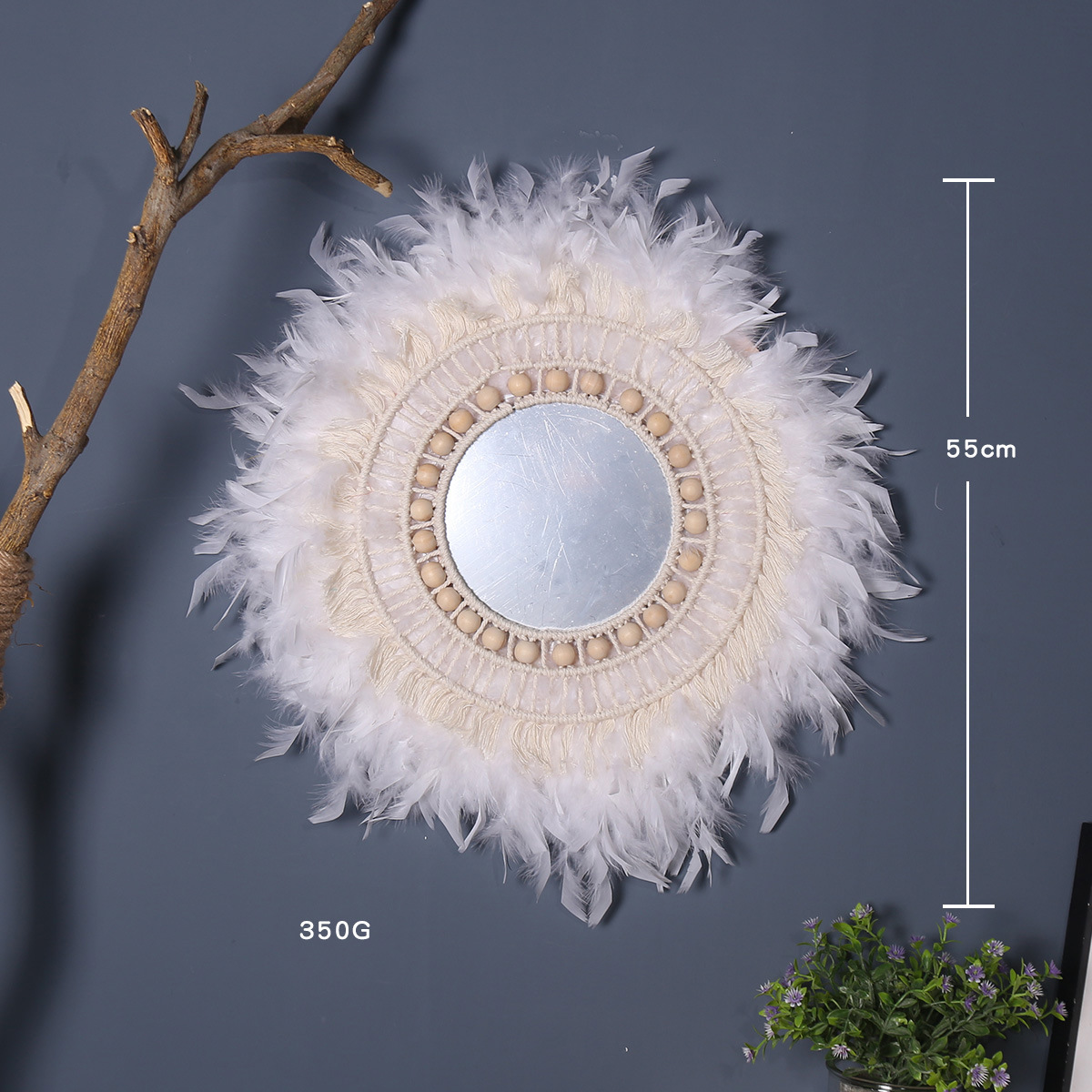 ins羽毛墙面装饰网红遮丑壁饰美容院服装店北欧创意成品床头客厅详情9