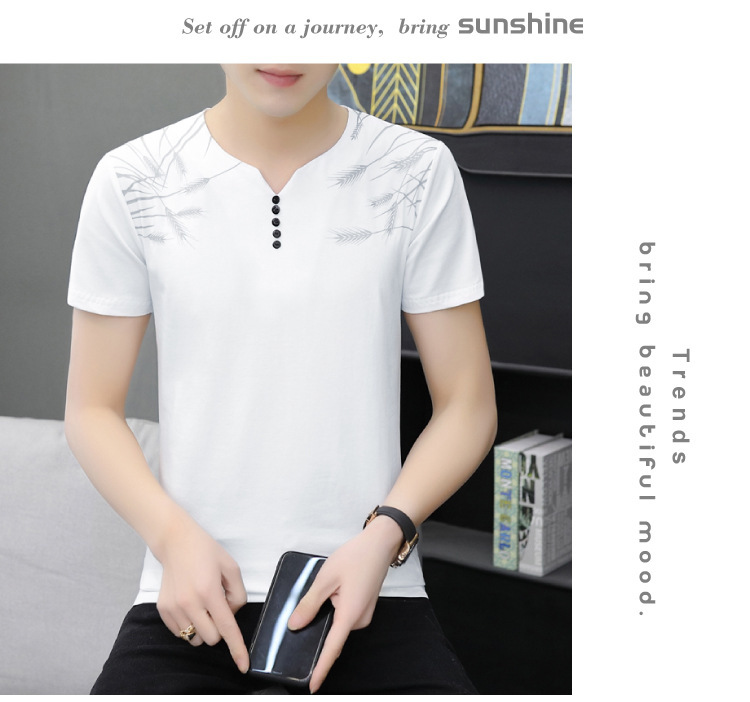 Cool and refreshing ice silk short-sleeved T-shirt for men, V-neck cotton summer thin style 2024 new half-sleeved T-shirt summer top pic 22