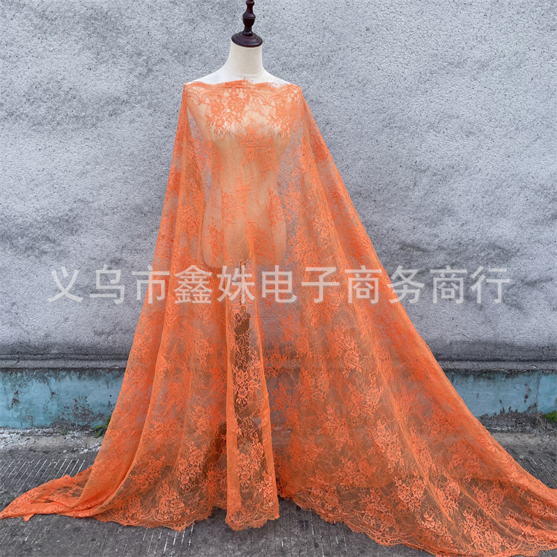 外贸爆款非洲黑人Chantillylace幅宽1.5m*3m厂家现货眼睫毛花详情34