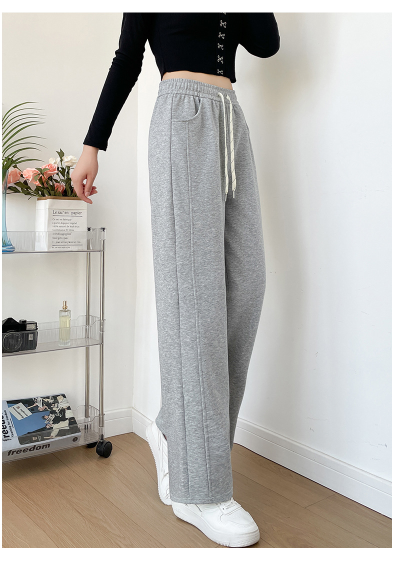 垂感华棉阔腿裤女春秋新款宽松显瘦窄版直筒裤高腰百搭休闲运动裤详情29