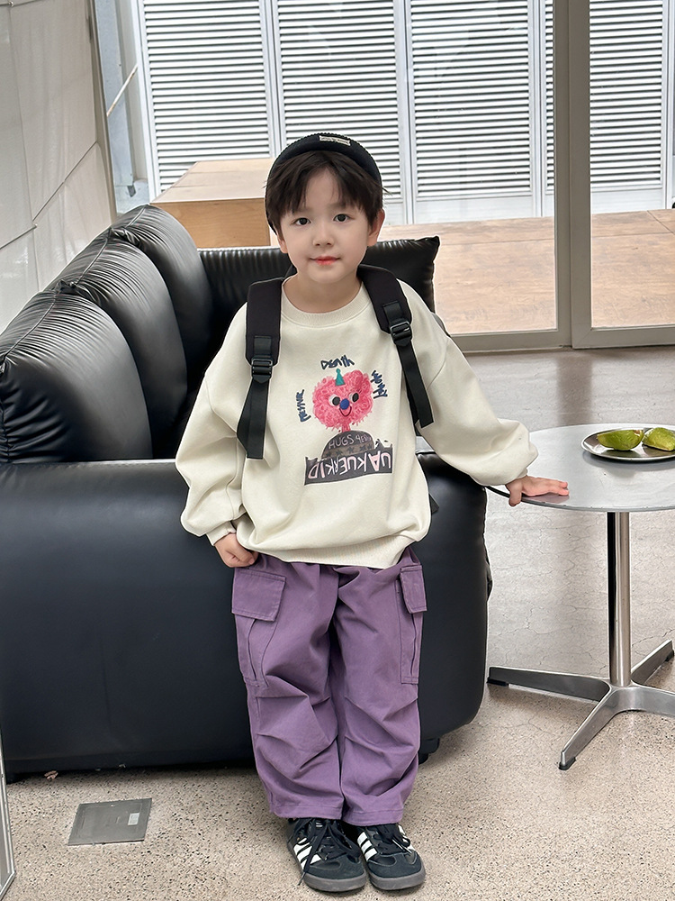 艾摩贝贝中小大儿童宽松可爱卡通卫衣男女童2025春圆领BOBO上衣潮详情19