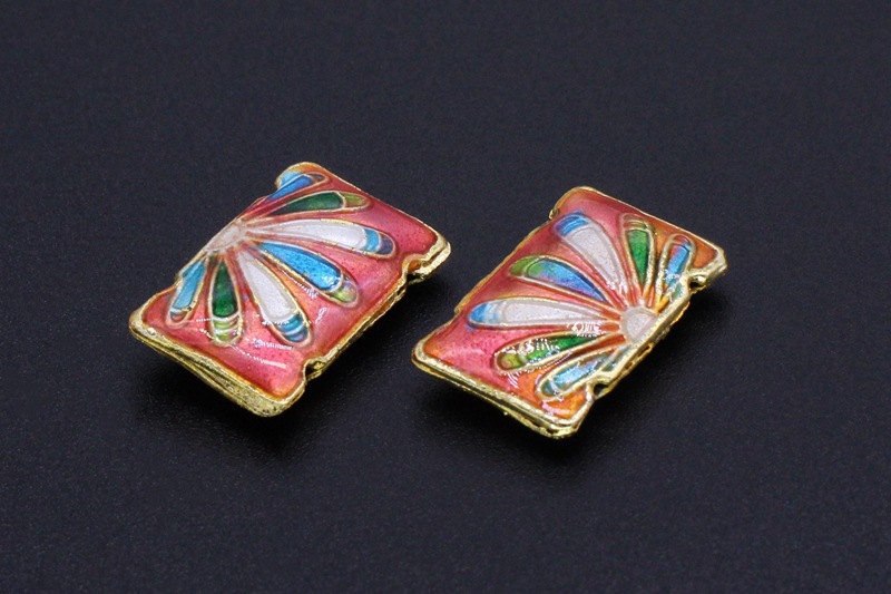 Traditional high-temperature enamel mechanism silver-blue ancient-style jewelry accessory, back cloud partition beads, cloisonne 20*13mm finger beads pic 4