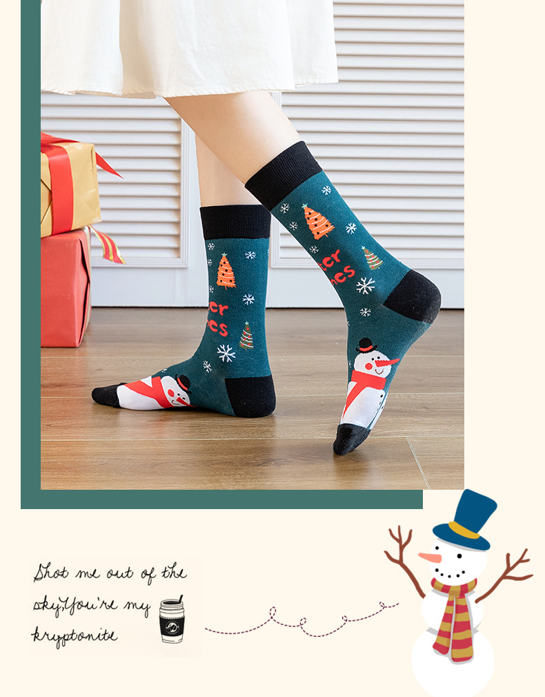 4 pairs of Christmas sock gift box set, European and American cross-border Santa Claus Snowman cartoon cotton socks, wholesale Christmas socks pic 26