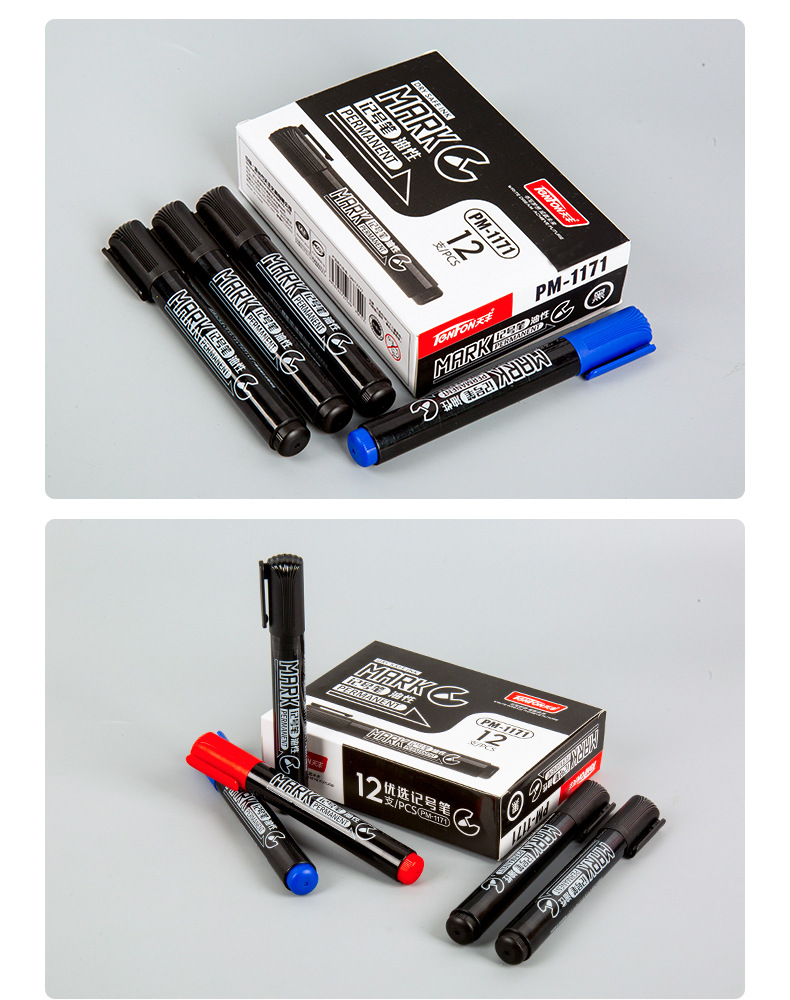 Small wholesale oil-based marker pens, black blue Red marker pens, 1171 Tianfeng oil-based marker pens pic 13