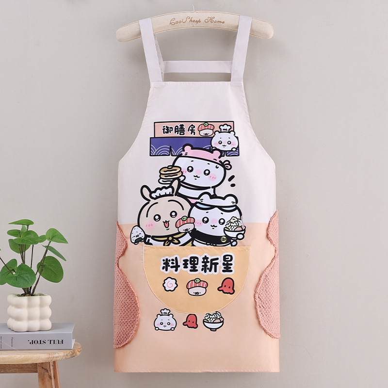 卡通防水围裙成人厨房可擦手背带围腰餐饮店上班防污防油围裙家用详情10