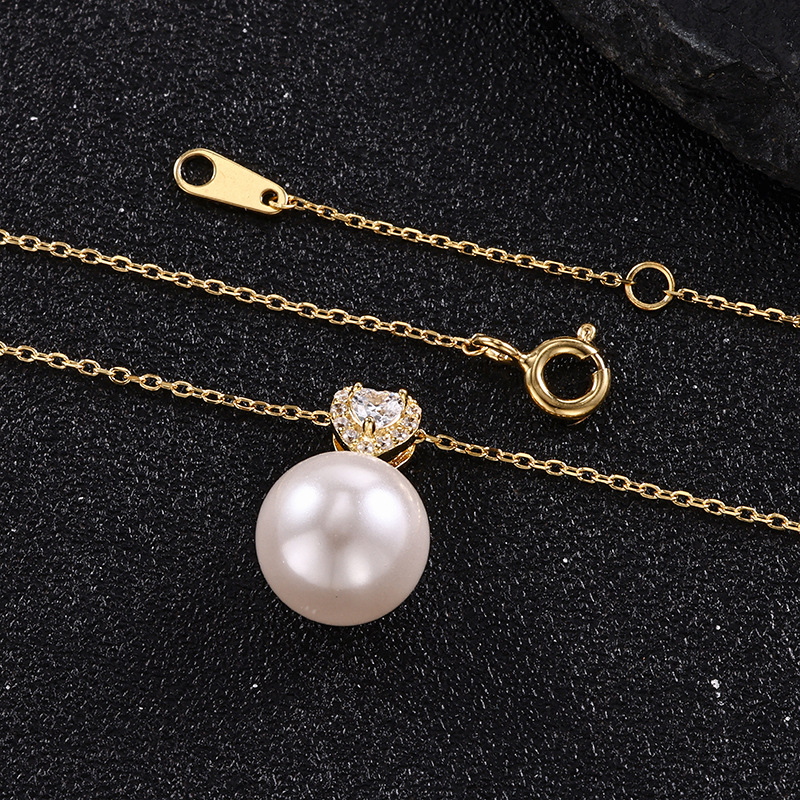 S925 All-silver Edison pearl pendant necklace, a versatile and high-end gift for women, simple and versatile, small and clear pic 5