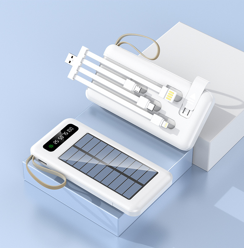 跨境户外太阳能大容量移动电源自带线充电宝20000毫安超薄便携详情16