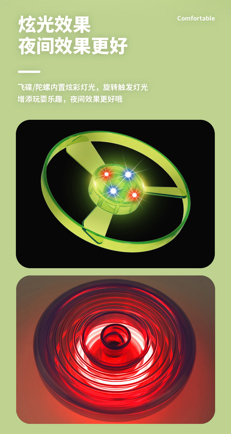 抖音爆款儿童户外飞天竹蜻蜓网红玩具弹射飞碟枪飞盘旋转发光陀螺详情16