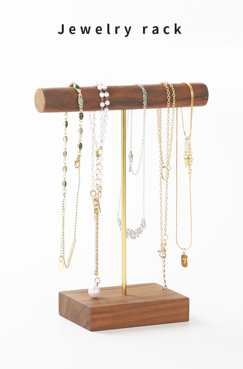 首饰展示架胡桃木色实木制高端古风一体款橱窗陈列饰品首饰架详情6