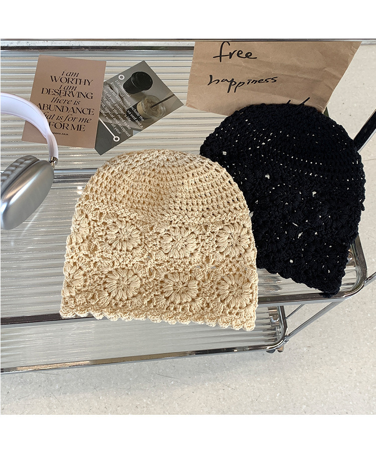 A collection of Japanese-style hand-woven headscarves, thin, hollowed-out woolen hats for women, and retro and artistic knitted hats pic 14