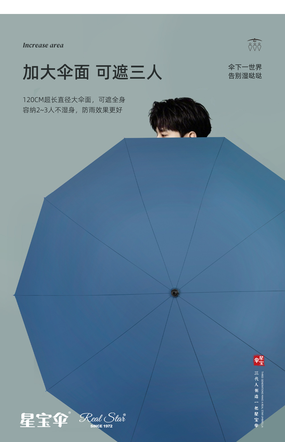 高档长伞原木手柄10骨加大加厚伞布260T抨击布雨伞商务男士贵宾伞详情20