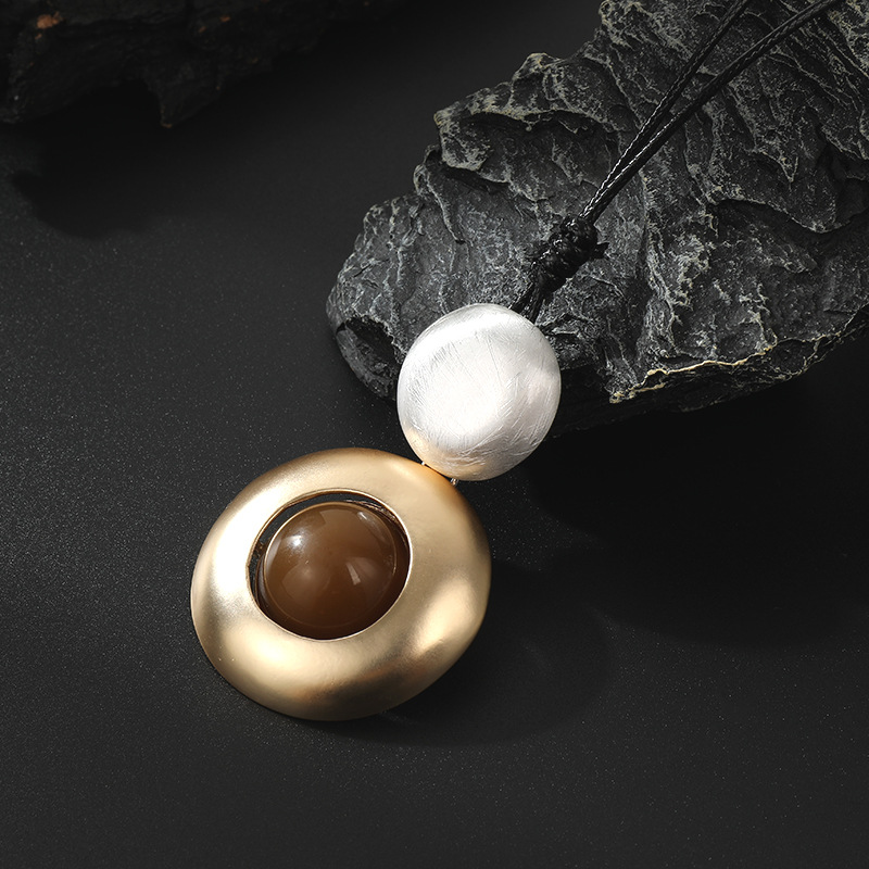 跨境新款亚马逊专供长项链圆形几何金属女士精致欧美设计感毛衣链详情14