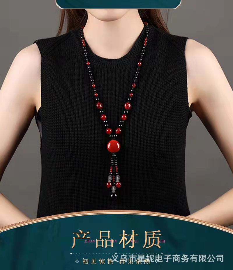 A589红黑玛瑙毛衣链