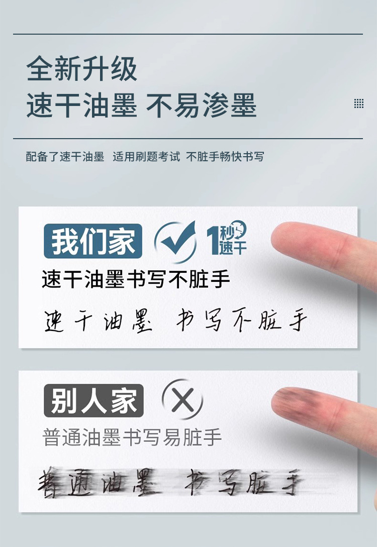 按动中性笔软握 自由马快干水笔ST尖锥原子学生刷题高颜值中性笔详情6