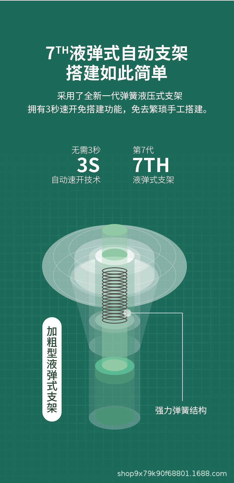 绿色户外露营帐篷天幕充气式150cm防晒防风防水详情6