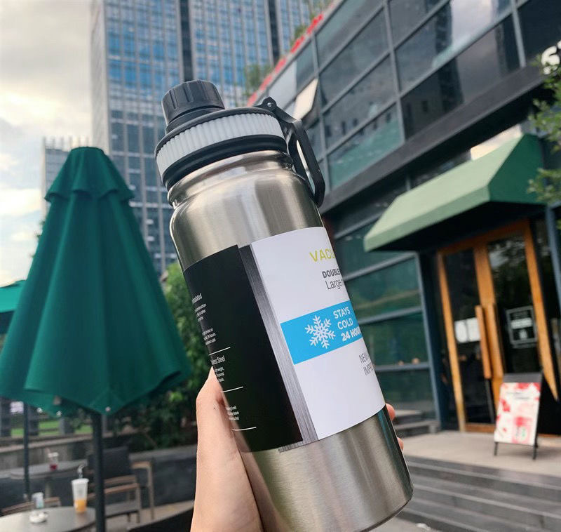 Cross-border 304 stainless steel insulated cup, outdoor portable mountain climbing sports water bottle, direct drinking, simple hand-held space pot pic 3