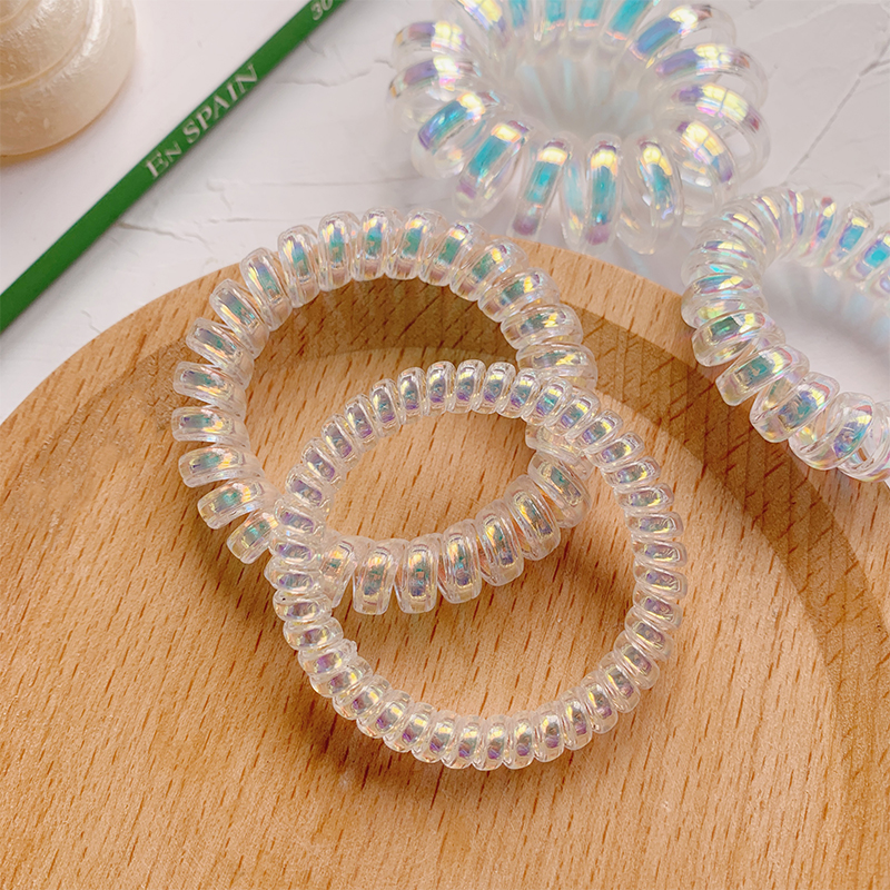 新款少女系甜美电话线发圈简约扎头发绳无痕不伤发头绳头饰详情3