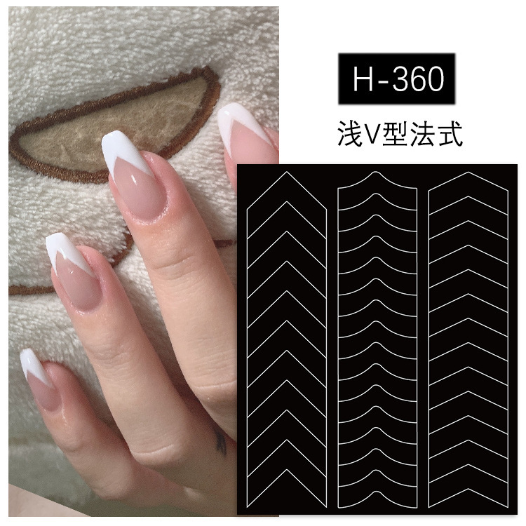 Black French hollowed-out nail art stickers, anti-overflow glue nail stickers, dual-purpose, easy to tear and wear, nail sheet stickers pic 7
