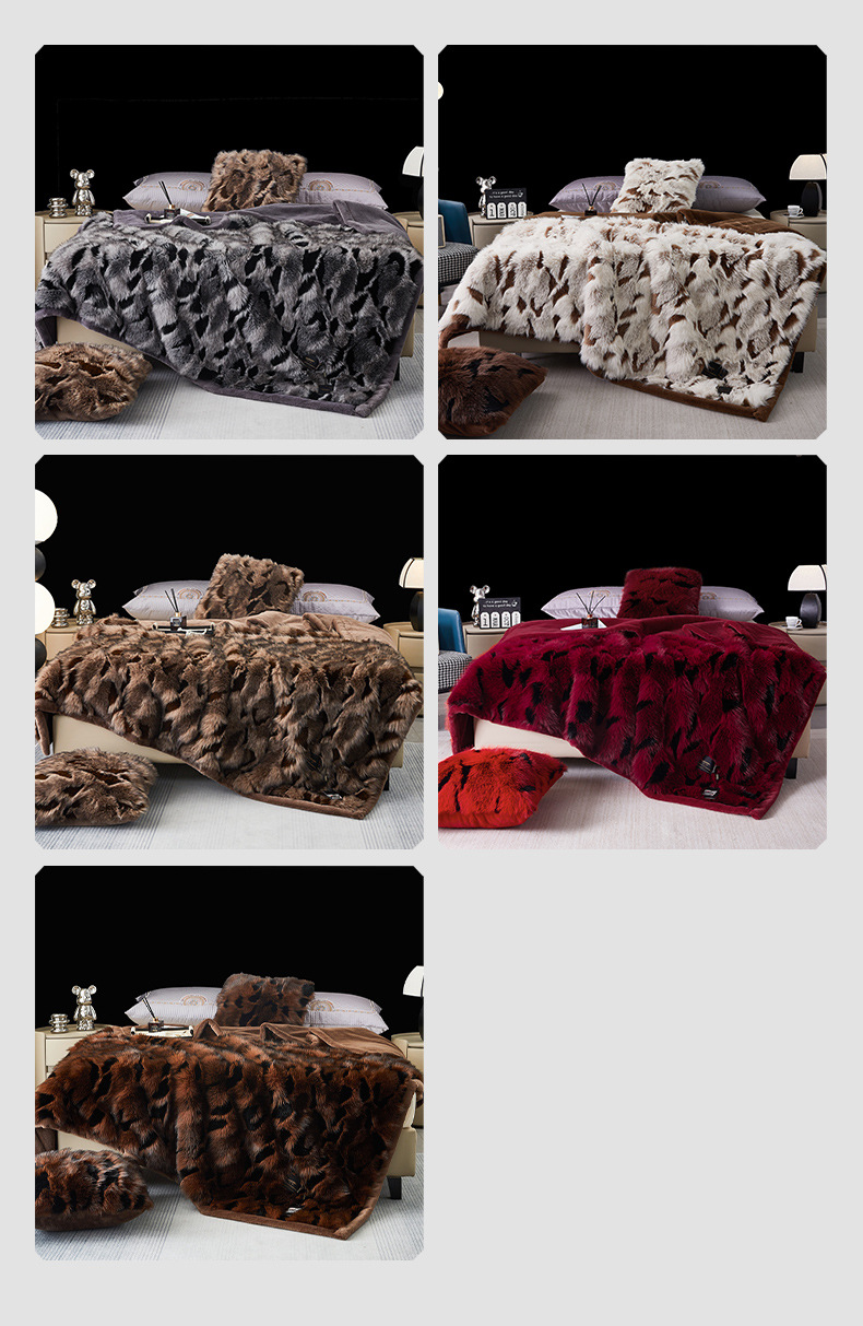 高端加厚摩登魅影保暖仿毛皮毛毯被子秋冬季双人珊瑚绒毯子法兰绒详情15