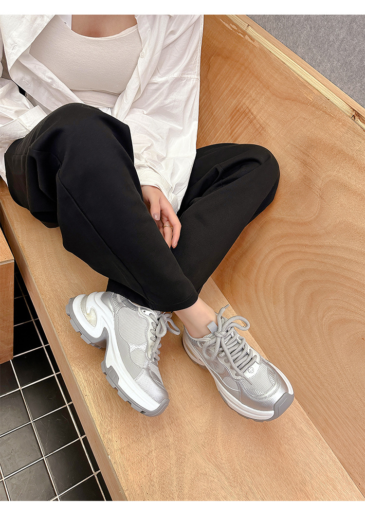 苏茵茵同款增高7.5cm~十字花厚底休闲运动鞋女厚底老爹鞋跑步鞋详情36