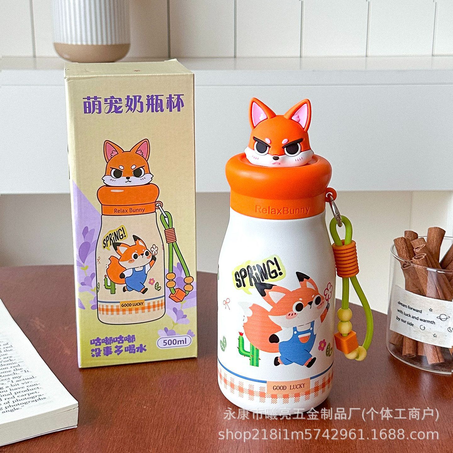 Cute cartoon children's insulated cup, 316 stainless steel straw cup, portable student water cup with handle, appearance level gift pic 19