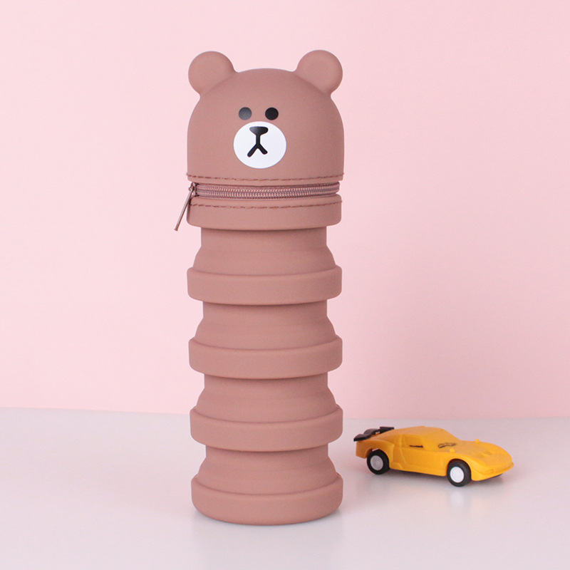 学生笔袋文具硅胶笔袋卡通可伸缩笔筒文具学习用品厂家批发可定详情23