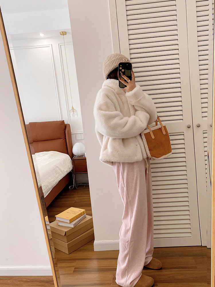 欧貂绒皮毛一体短款立领仿水貂毛外套环保皮草女秋冬新品通勤风详情43