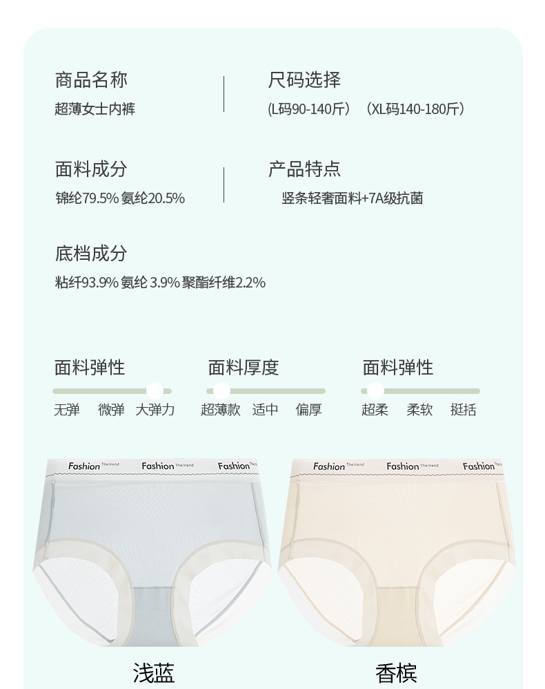 2025春夏冰丝凉爽面膜裤蚕丝10A抑菌女内裤加长裆少女三角裤批发详情2