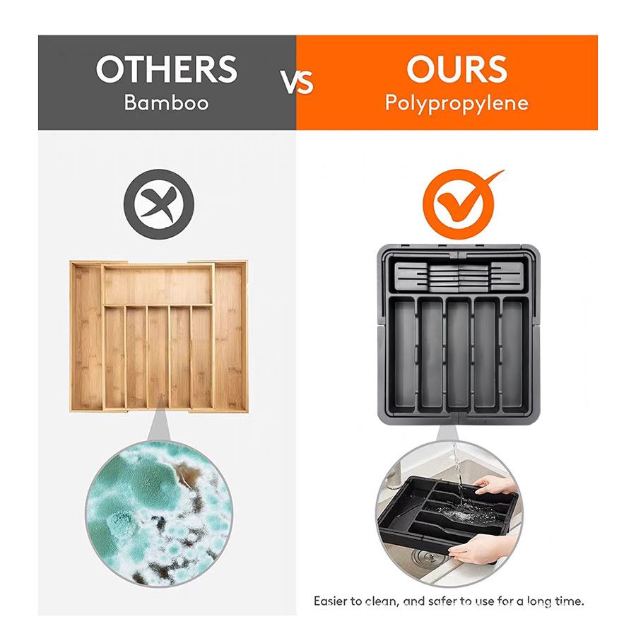 厨房餐具分格收纳盒可伸缩刀叉分类整理盒四向伸缩抽屉式餐具盒详情10