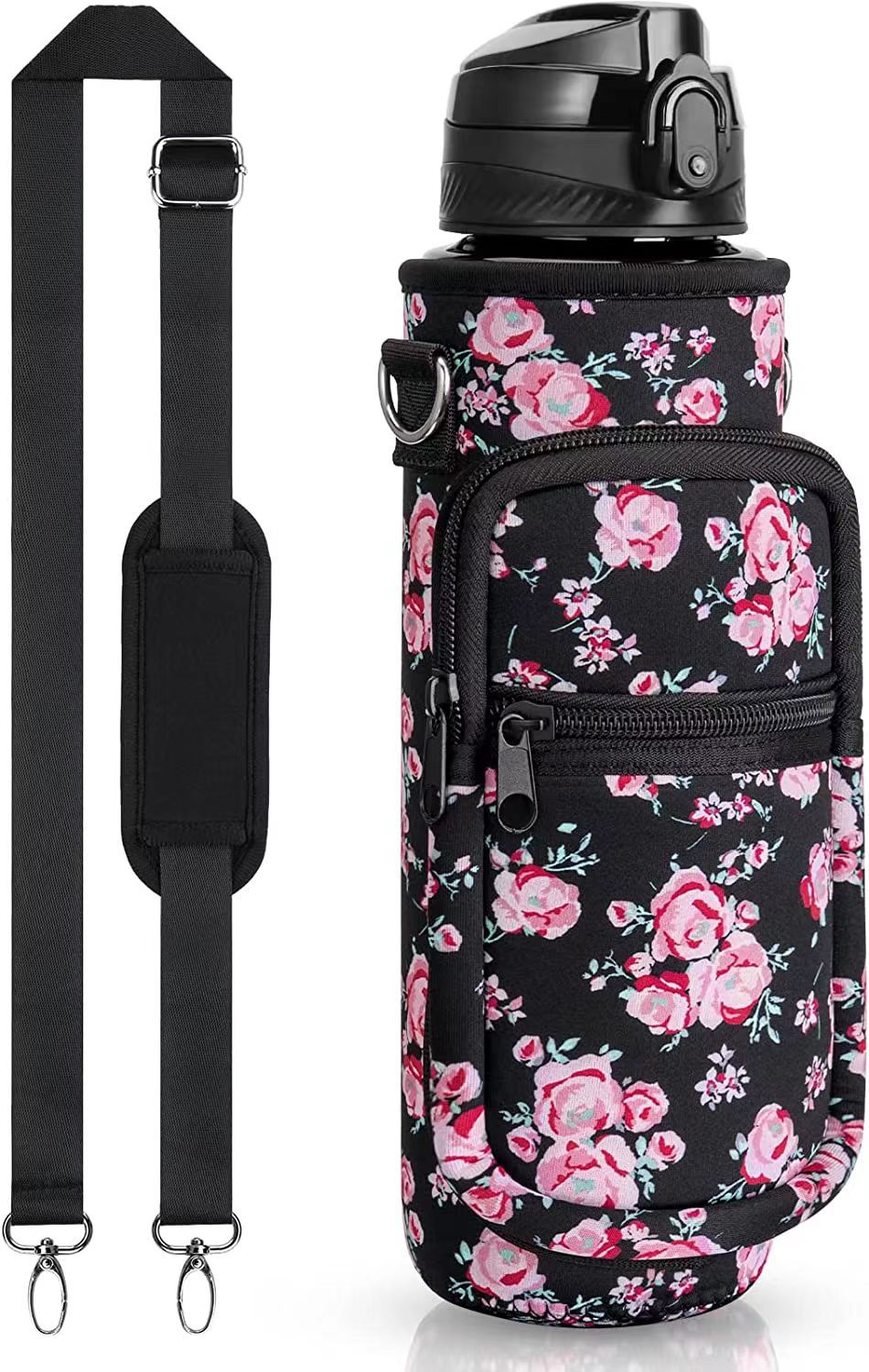 Wholesale SBR diving material outdoor sports water bottle cup covers, hand-held shoulder strap portable thermos flask protective covers from the manufacturer pic 26