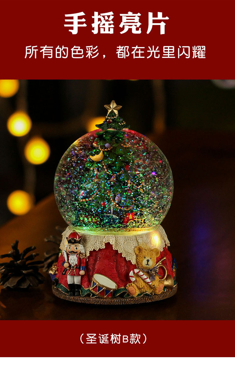 Customized light luxury music box, luminous crystal ball ornament, living room wine cabinet, Christmas tree, snowman, Christmas luminous decoration pic 6