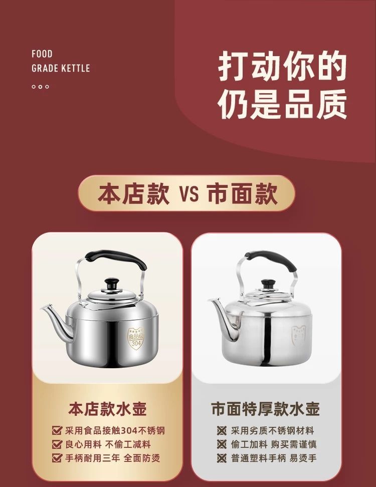 304不锈钢烧水壶鸣笛家用柴火水壶烧水电磁炉煤气燃气灶用老式壶详情2