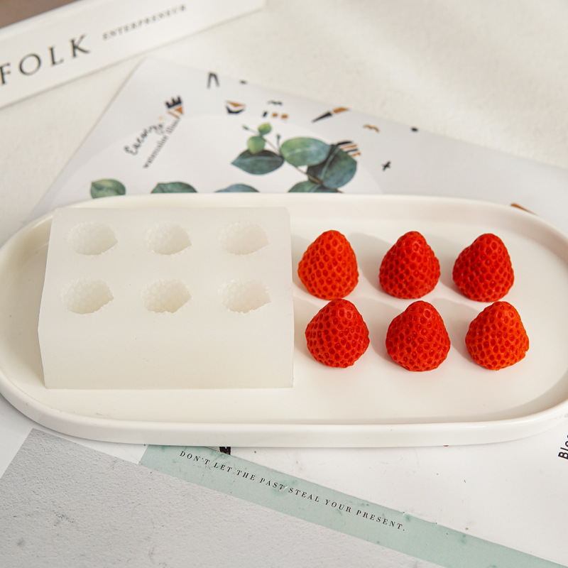 Strawberry silicone mold, ice cream chocolate resin, hand-applied resin, strawberry scented candle silicone mold pic 5