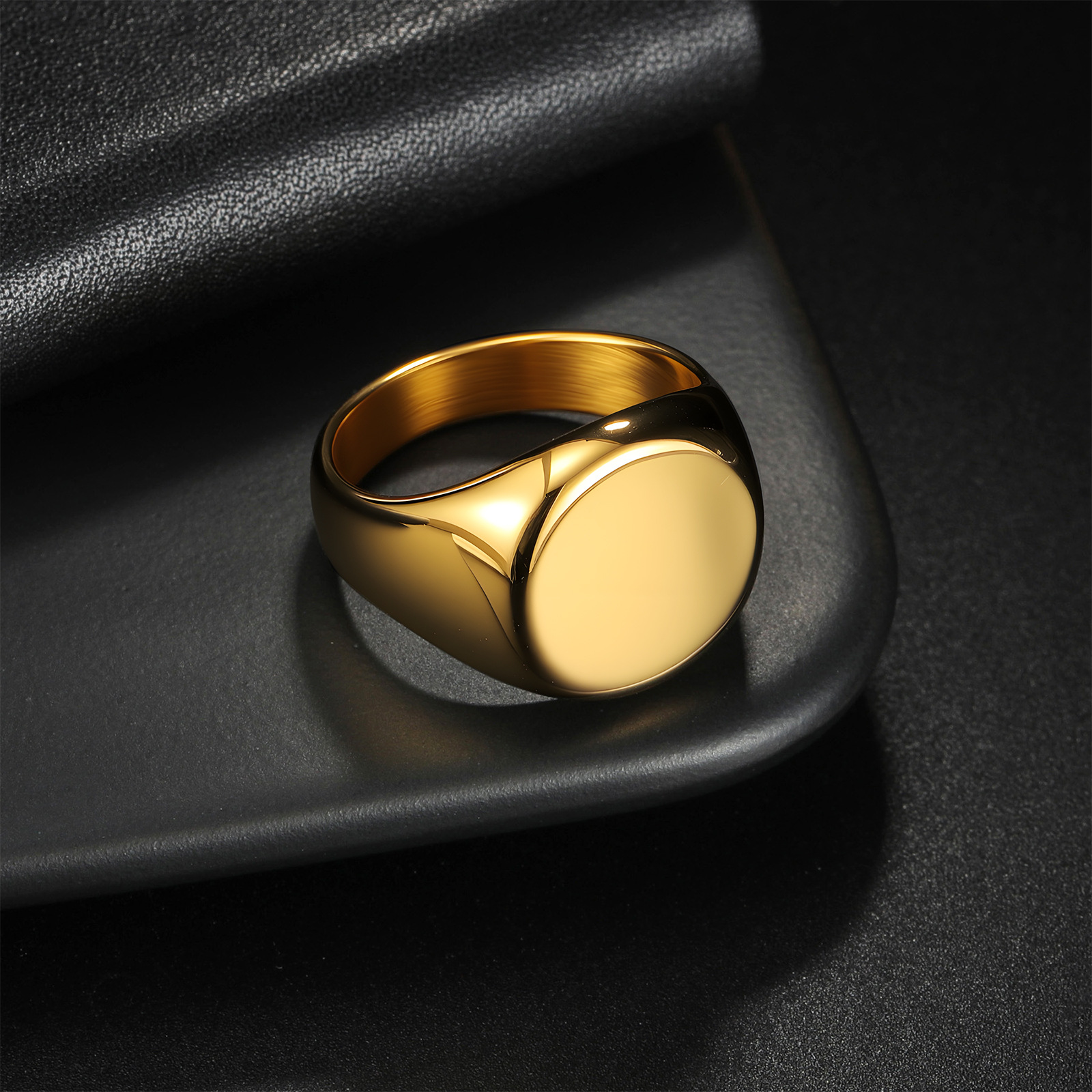In 2025, the popular titanium steel ring for men on Amazon in Europe and America, a large circular cast ring with a logo, temu pic 4