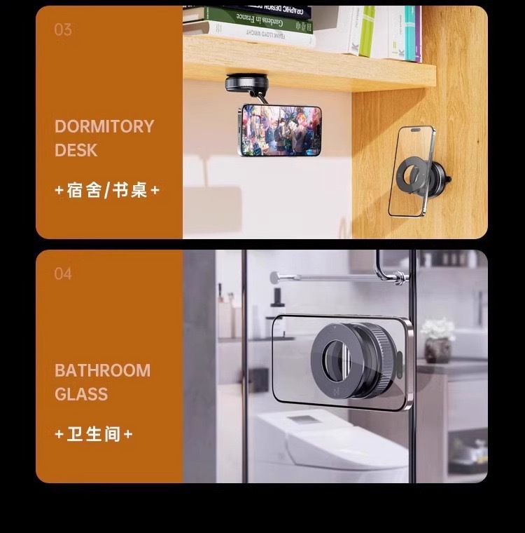 新款车载手机磁吸支架旋转可折叠双面吸支架随吸随用车载真空吸附详情17