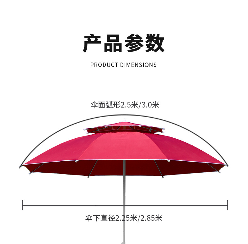 庭院大伞户外遮阳摆摊伞沙滩伞双顶伞涤纶广告伞定 制厂家批发详情14