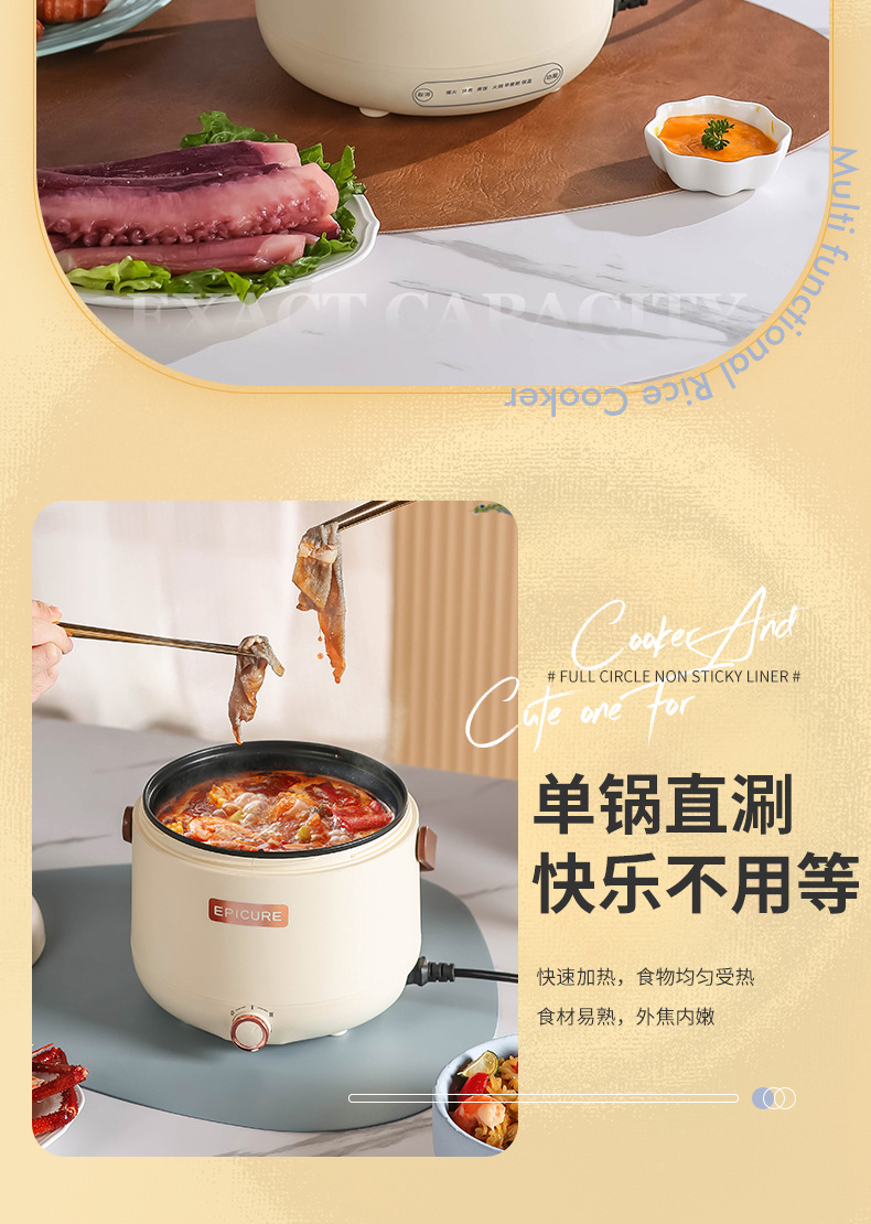 厂家直销多功能迷你电饭煲家用一人电煮锅蒸煮一体不粘锅小锅批发详情18