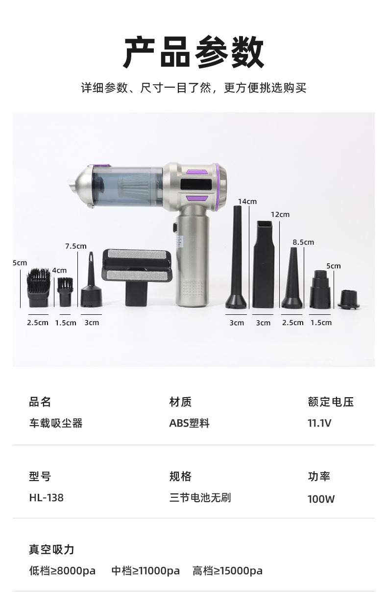 车载吸尘器手持无刷大功率除尘充气一体大吸力两用迷你汽车吹尘器详情2