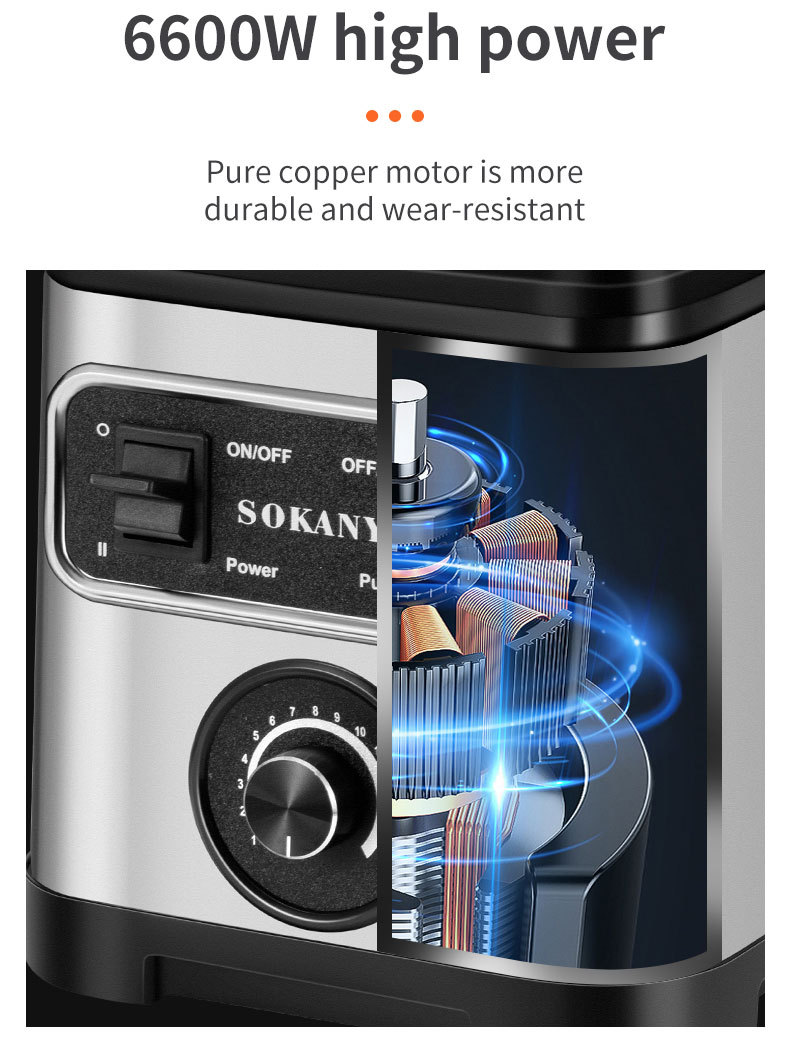 New SOKANY3333 blender, a household three-in-one meat grinder, bean grinder, ice crusher, food processor, juicer and blender pic 8