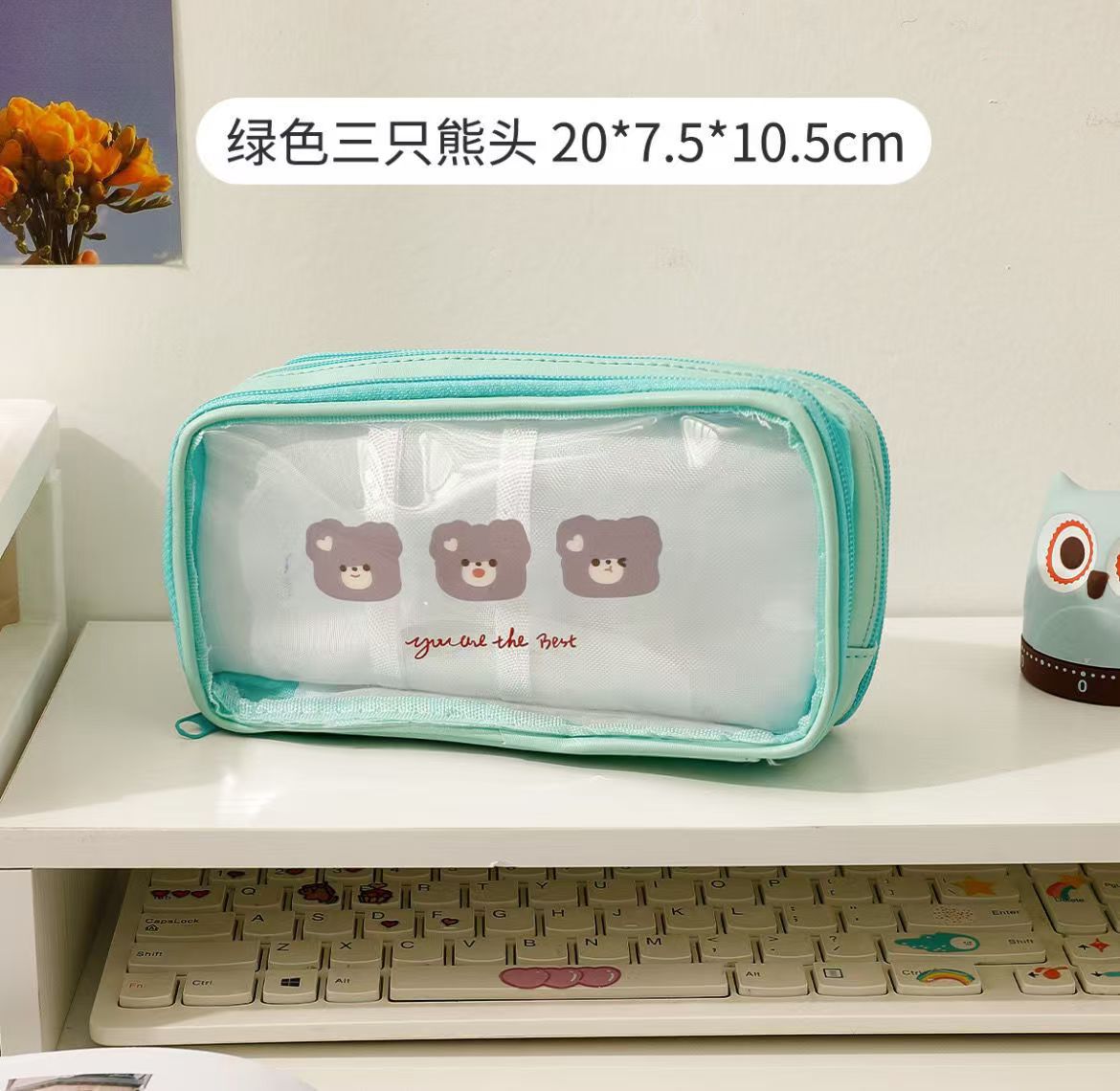 多色糖果色透明笔袋 大容量多层设计 收纳袋式笔袋 学生文具收纳利器详情5