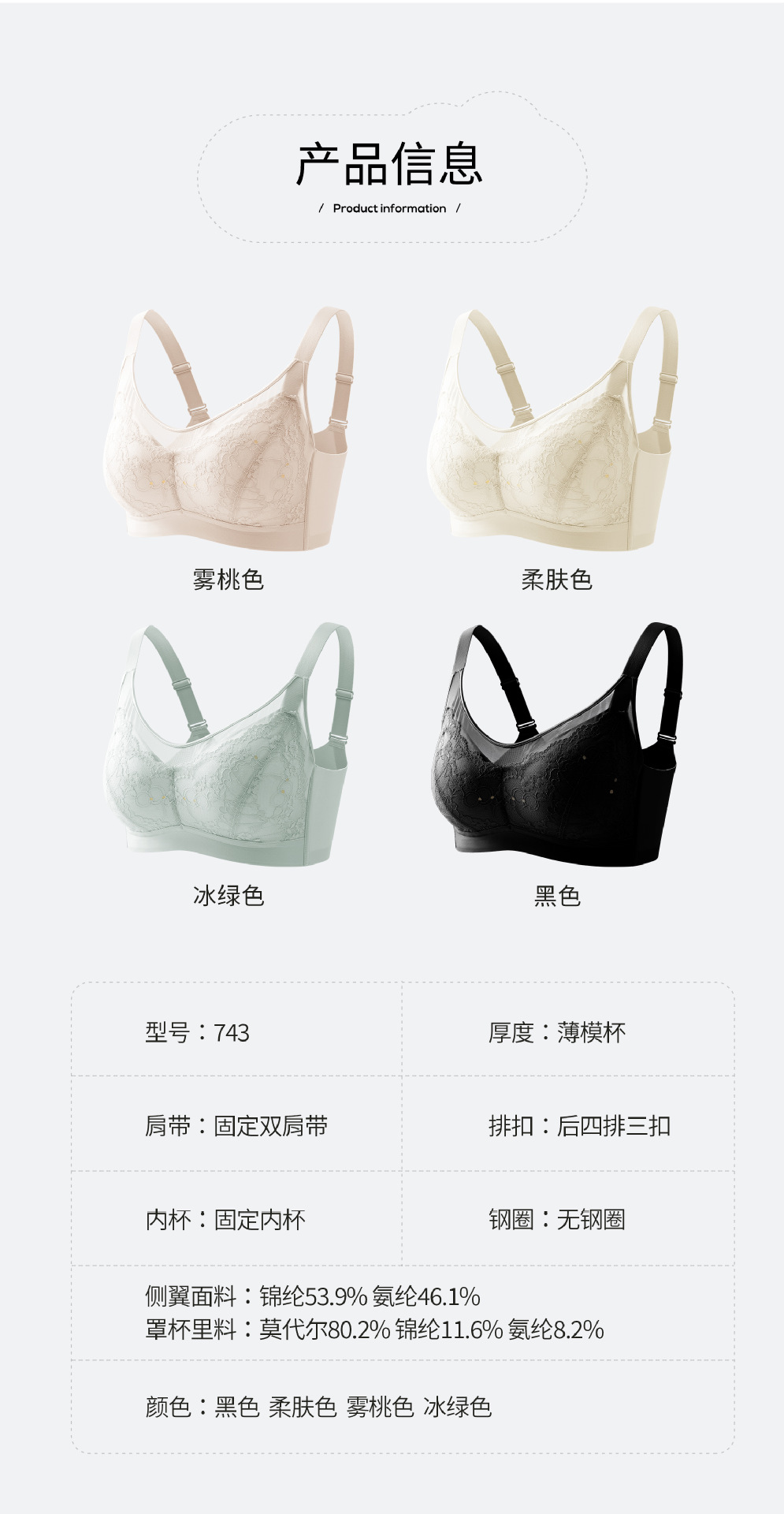 无痕蕾丝大码养护调整型内衣女士轻薄凉感不下垂全罩杯包裹文胸罩详情17