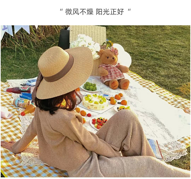 格子无纺布野餐垫康乐屋加厚防水垫地垫牛津布野餐布可折叠可收纳详情10