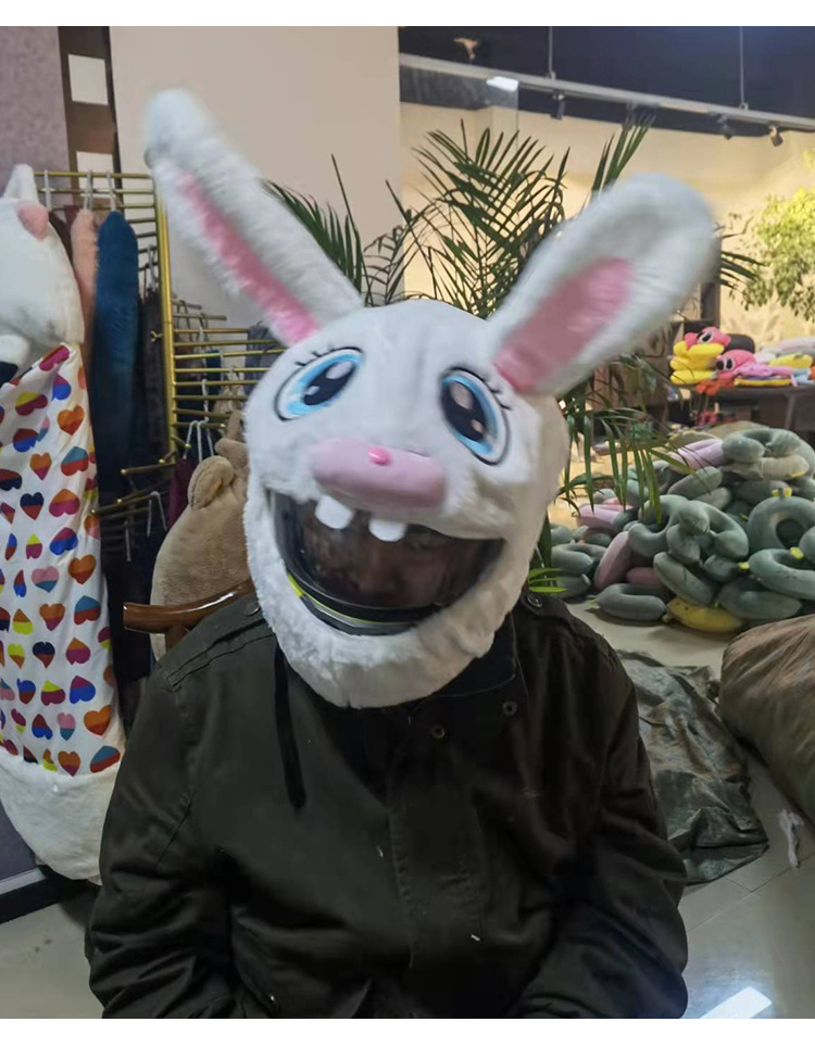 New plush motorcycle warm helmet protection cover, cartoon innovation helmet protection, fun long-eared rabbit helmet cover pic 13